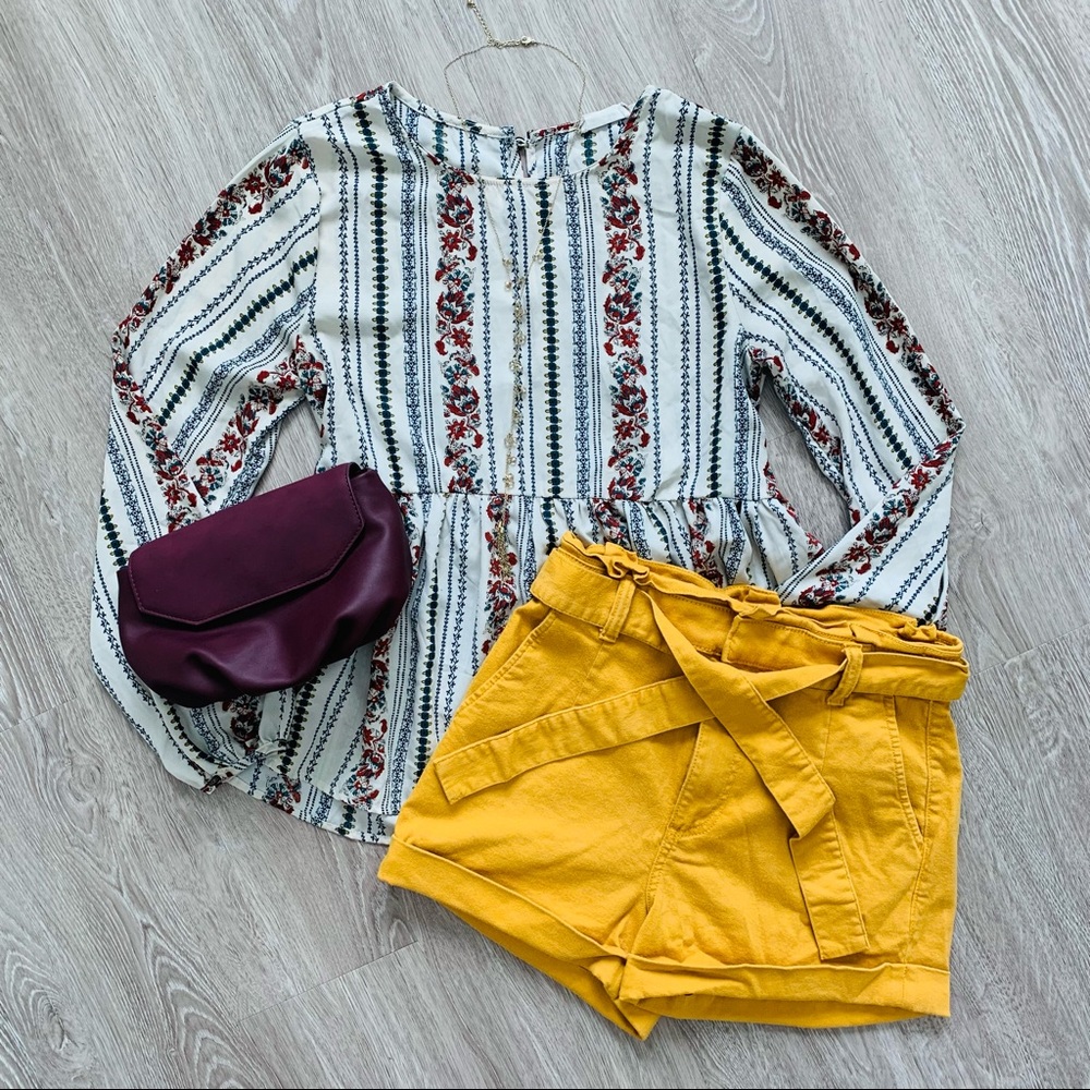 Mustard Yellow High-Waisted Shorts